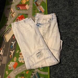 Platform light blue ripped denim